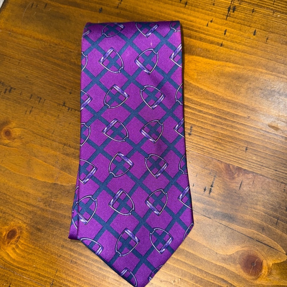 Brooks Brothers Silk Purple and Blue Geometric Tie